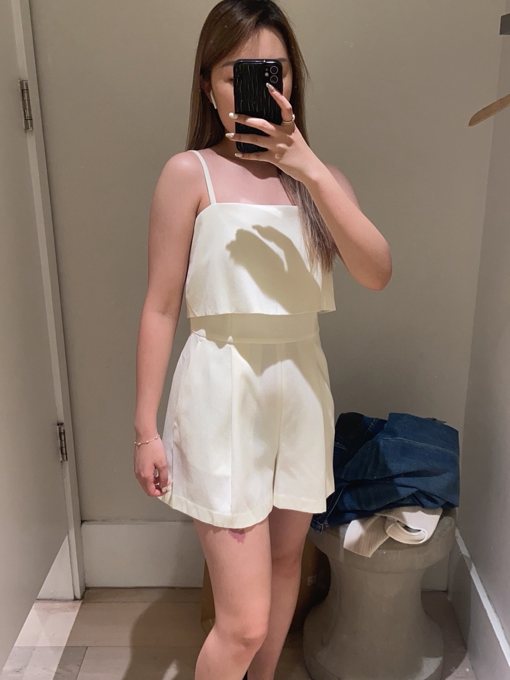 Club Monaco Cream Spaghetti-Strap Romper - Picture 5 of 5
